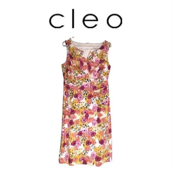 🥑NWT Cleo Cotton Prom Floral Mini Dress Fully Lined Ruched Waist Sleeveless - Picture 3 of 16
